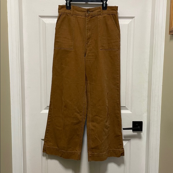 FRYE | Nadia | High-Rise | Wide-Leg |Cropped |Canvas Pants | Nutmeg | Size 27 - Picture 2 of 16